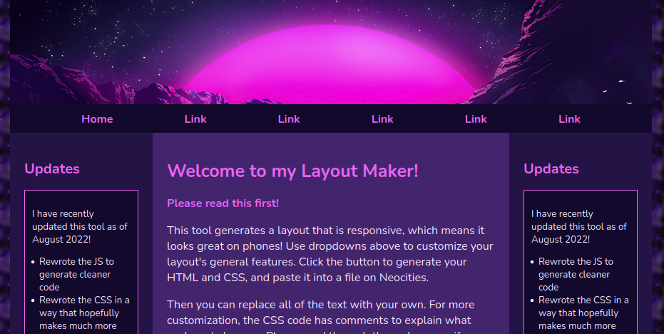 The default layout from sadgrrl's layout builder.