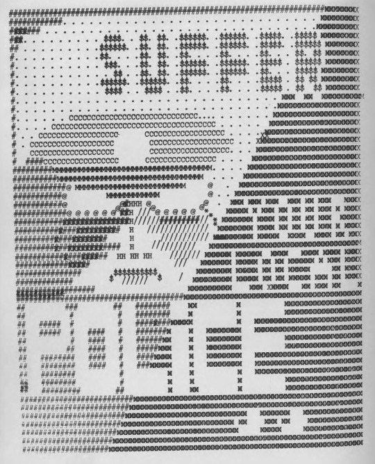 A teleprinter illustration of the face of a police officer.